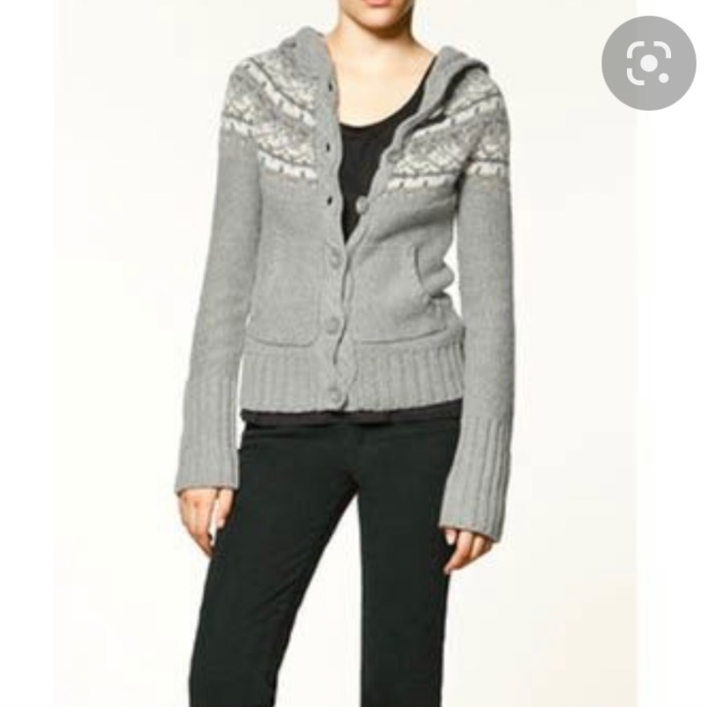 ISO Zara knit fairisle button cardigan